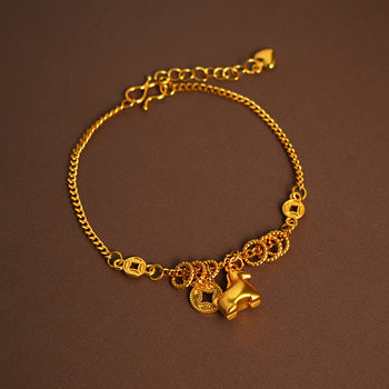 Autumn and winter sand money coin pony circle bracelet for women new chinese style light luxury high-end bracelet niche exquisite hand jewelry