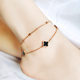 Personalized Korean style double-layered four-leaf flower anklet for female Internet celebrities, sexy rose gold titanium steel niche design anklet