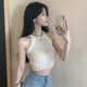 Pure desire hot girl halter neck knitted camisole female design sense niche outside wear ins style bottoming top inside summer