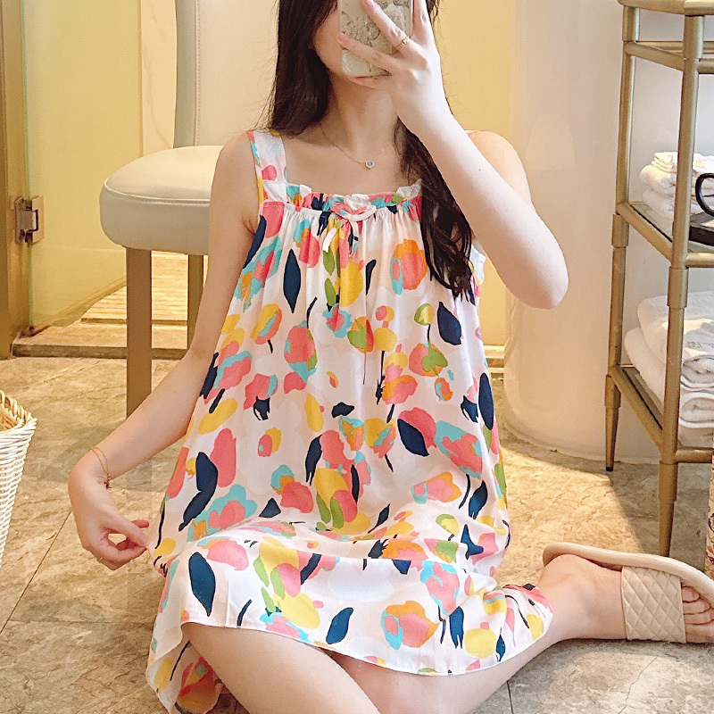 Cotton Silk Pajamas for Women, Summer Nightgown, Cool and Breathable, Sweet and Cute for Girls, Students, Summer Sexy Cotton Silk Cotton Silk Pajamas for Women, Summer Nightgown, Cool and Breathable, Sweet and Cute for Girls, Students, Summer Sexy Cotton Silk