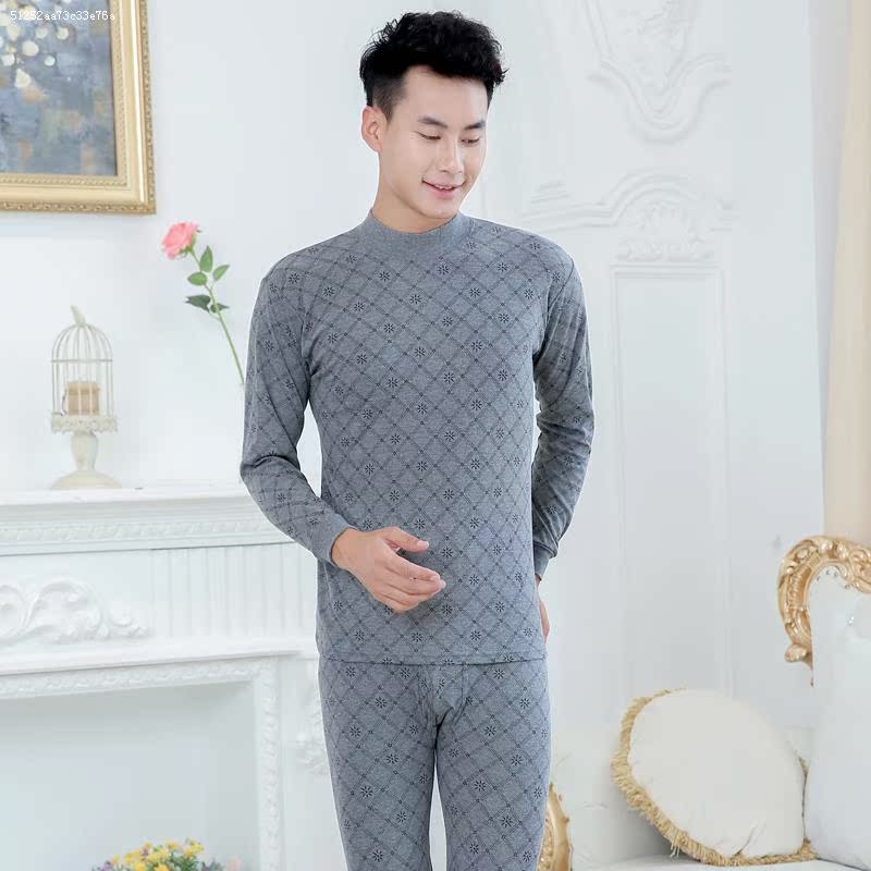 quần ấm mùa xuân và mùa thu mens bộ đầy đủ của mùa đông cắt quần áo mùa thu quần mùa thu nam cao cổ mặc người đàn ông quần áo ấm.