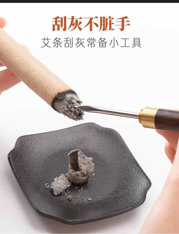 Wooden Moxa Stick Holder Extension Cone Handheld Moxibustion Tool with Ash Scraper for Warming Therapy overview