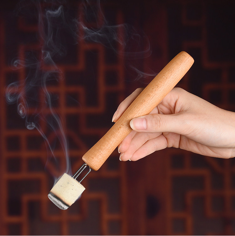Wooden Moxa Stick Holder Extension Cone Handheld Moxibustion Tool with Ash Scraper for Warming Therapy specifications