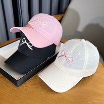 Hong Kong designers co-branded bow embroidered baseball hat womens summer sun protection hat versatile peaked hat trendy