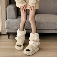 [1 пара] Золотые кожаные носки, белые