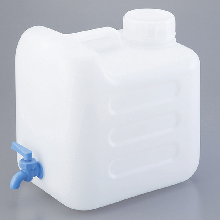ASONE扁平型方瓶30L塑料放水桶龙头瓶HDPE高密度聚乙烯塑料方桶