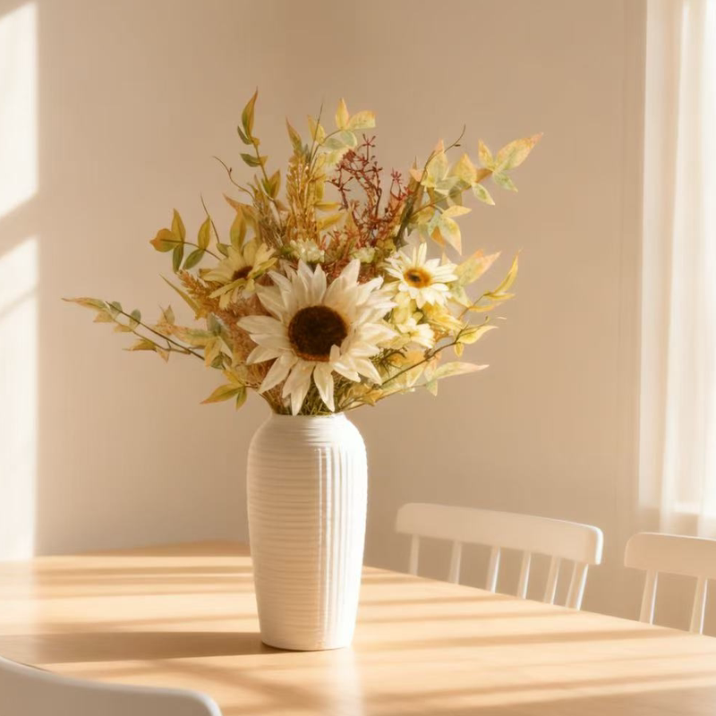 (Rice Fragrance) Creamy Pastoral Style with Wheat Ears and Sunflowers, Fresh and Sunny, Light Tones, Silk-Like Artificial Flowers