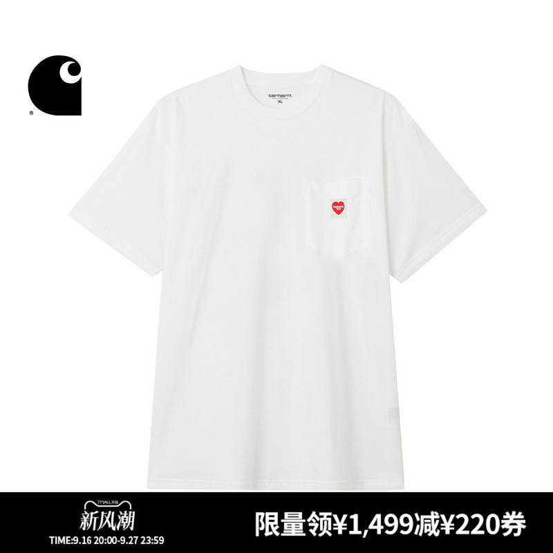 Carhartt Wip Short-Sleeve T-Shirt Men's Autumn and Winter Classic Heart-Shaped Logo Pocket Wide-Fit Carhartt Carhartt Wip Short-Sleeve T-Shirt Men's Autumn and Winter Classic Heart-Shaped Logo Pocket Wide-Fit Carhartt