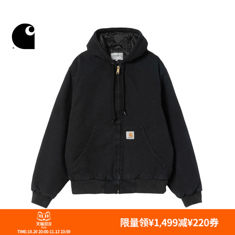 Carhartt Wip Workwear Jacket Men's Autumn and Winter New Classic Square Logo Vintage Thickened Wide Version with Hood Carhartt Wip Workwear Jacket Men's Autumn and Winter New Classic Square Logo Vintage Thickened Wide Version with Hood
