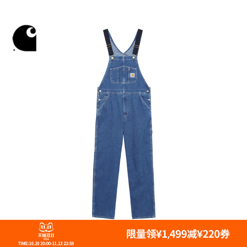 Carhartt Wip Overalls Men's Autumn and Winter Classic Logo Label Color-Blocked Shoulder Straps Wide-Fit Workwear Carhartt