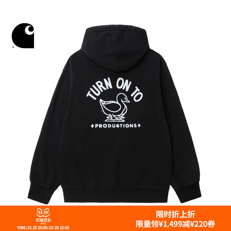 Carhartt Wip Sweatshirt Men's Cartoon-Style Graphic Print Stone-Washed Hooded Long-Sleeve Carhartt Carhartt Wip Sweatshirt Men's Cartoon-Style Graphic Print Stone-Washed Hooded Long-Sleeve Carhartt