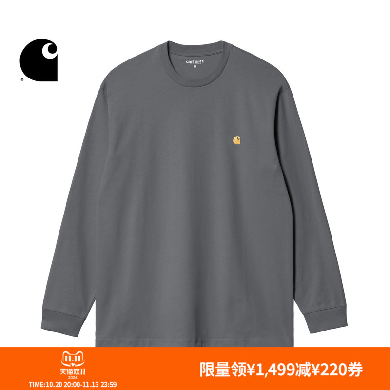 Carhartt Wip Long-Sleeved T-Shirt Men's Autumn New Classic Gold C Logo Embroidered Wide Version Carhartt