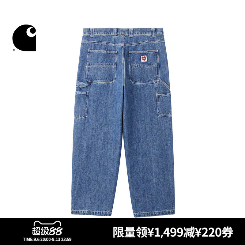 Carhartt Wip Men's Jeans New Classic Heart-Shaped Logo Distressed Double-Knee Workwear Carhartt Carhartt Wip Men's Jeans New Classic Heart-Shaped Logo Distressed Double-Knee Workwear Carhartt