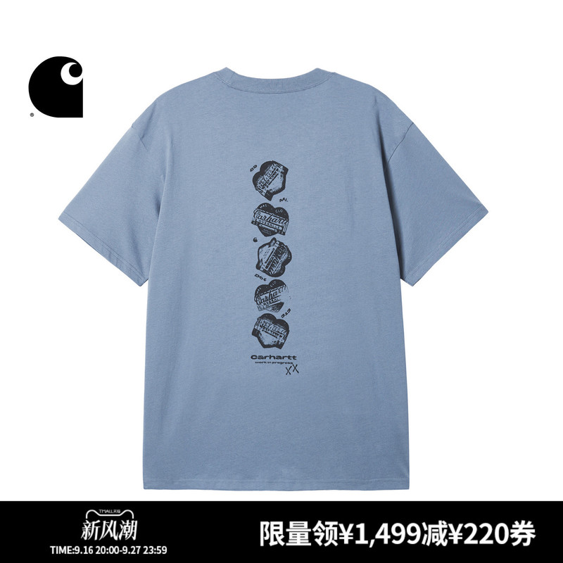 Carhartt Wip Short-Sleeved T-Shirt Men's Autumn and Winter Og Heart-Shaped Logo Pattern Printed on the Back Wide Version Carhartt Wip Short-Sleeved T-Shirt Men's Autumn and Winter Og Heart-Shaped Logo Pattern Printed on the Back Wide Version