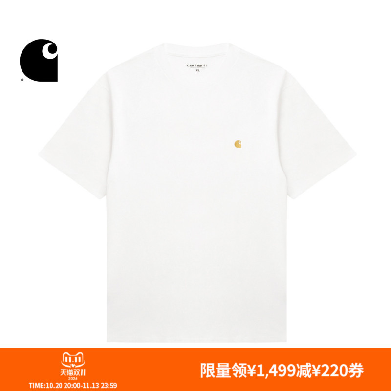 Carhartt Wip Short-Sleeved T-Shirt Men's Autumn and Winter Classic Gold C Logo Embroidered Wide Version Carhartt Carhartt Wip Short-Sleeved T-Shirt Men's Autumn and Winter Classic Gold C Logo Embroidered Wide Version Carhartt
