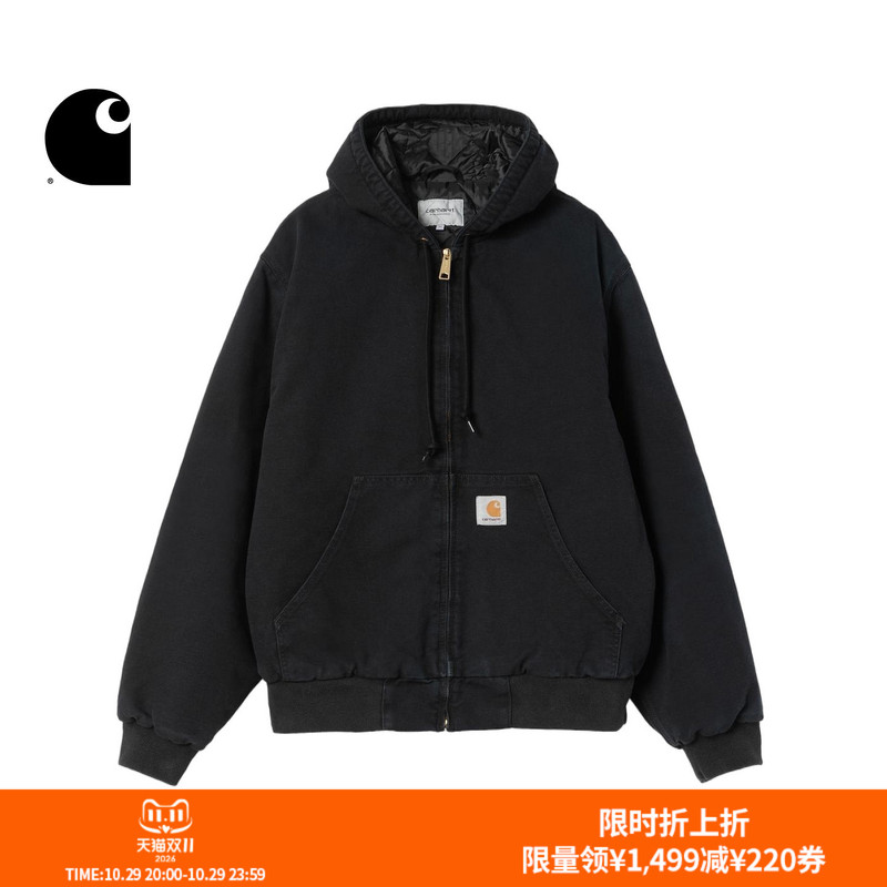 Carhartt Wip Workwear Jacket Men's Autumn and Winter New Classic Square Logo Vintage Thickened Wide Version with Hood