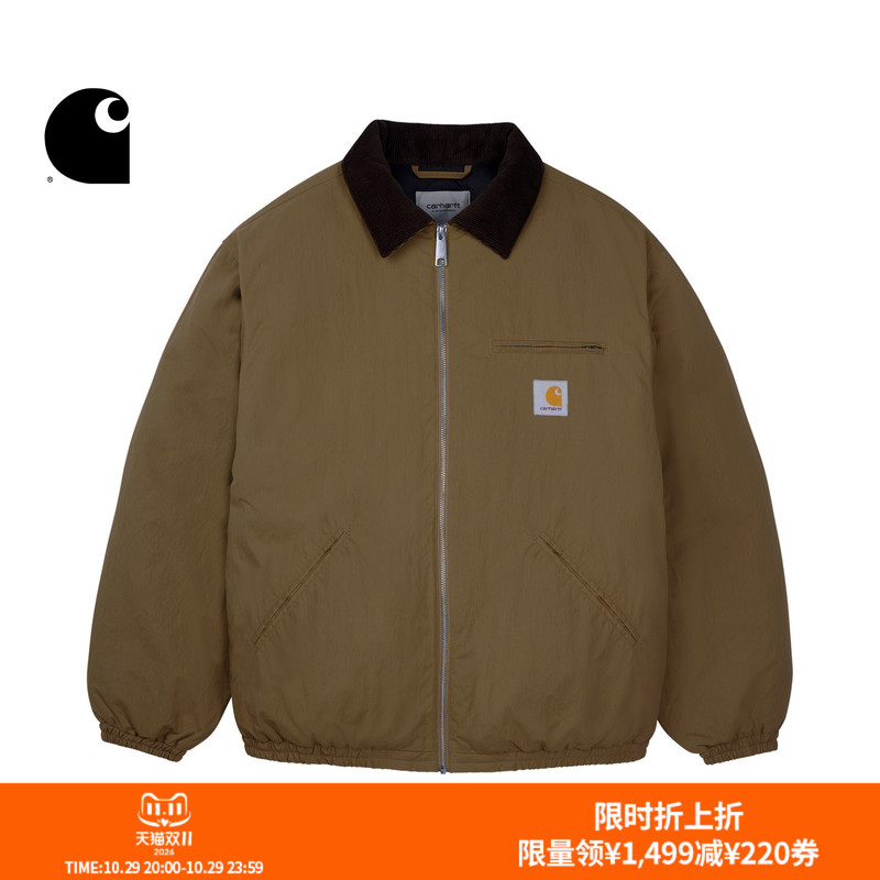 Carhartt Wip Men's Winter New Classic Square Logo Corduroy Lapel Jacket