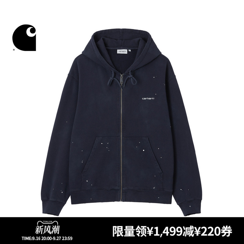 Carhartt Wip Men's Jacket Autumn New Classic Lettering Vintage Splatter Thick Oversized Hooded Sweatshirt Carhartt Wip Men's Jacket Autumn New Classic Lettering Vintage Splatter Thick Oversized Hooded Sweatshirt