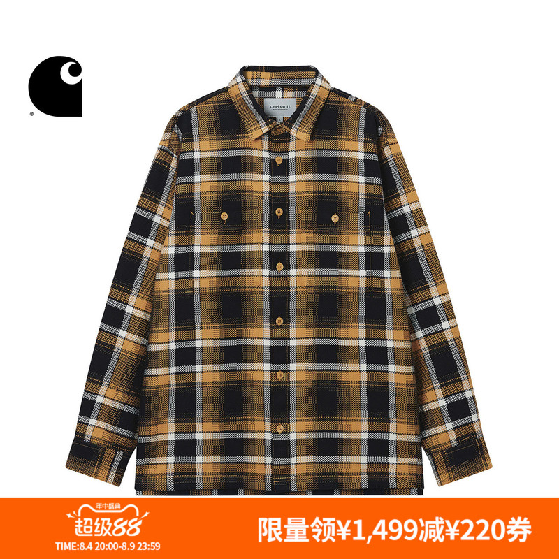 Carhartt Wip Shirt Men's Summer Classic Plaid Wide-Fit Thick Long-Sleeve Carhartt Carhartt Wip Shirt Men's Summer Classic Plaid Wide-Fit Thick Long-Sleeve Carhartt