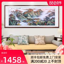 Pure hand-painted Chinese painting Landscape painting Splendid mountains and rivers New Chinese living room patron hanging painting Office lucky decorative painting