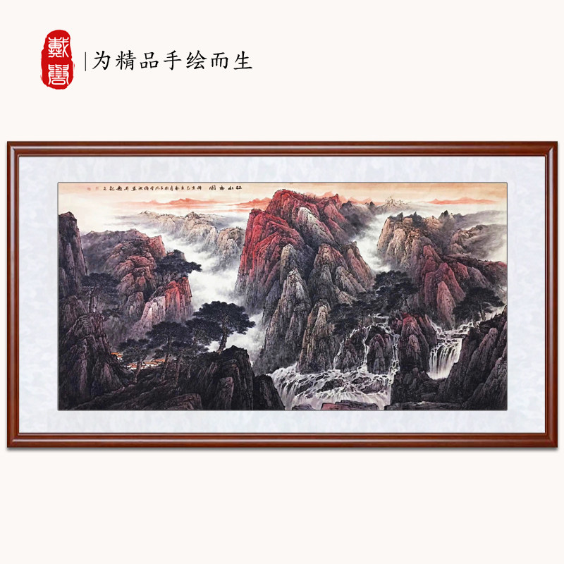 Famous Painting Landscape Painting Jiangshan Yonggu Handpainted Office leans on Mountain Merchants to hang painting Living room Background wall Decorative Painting