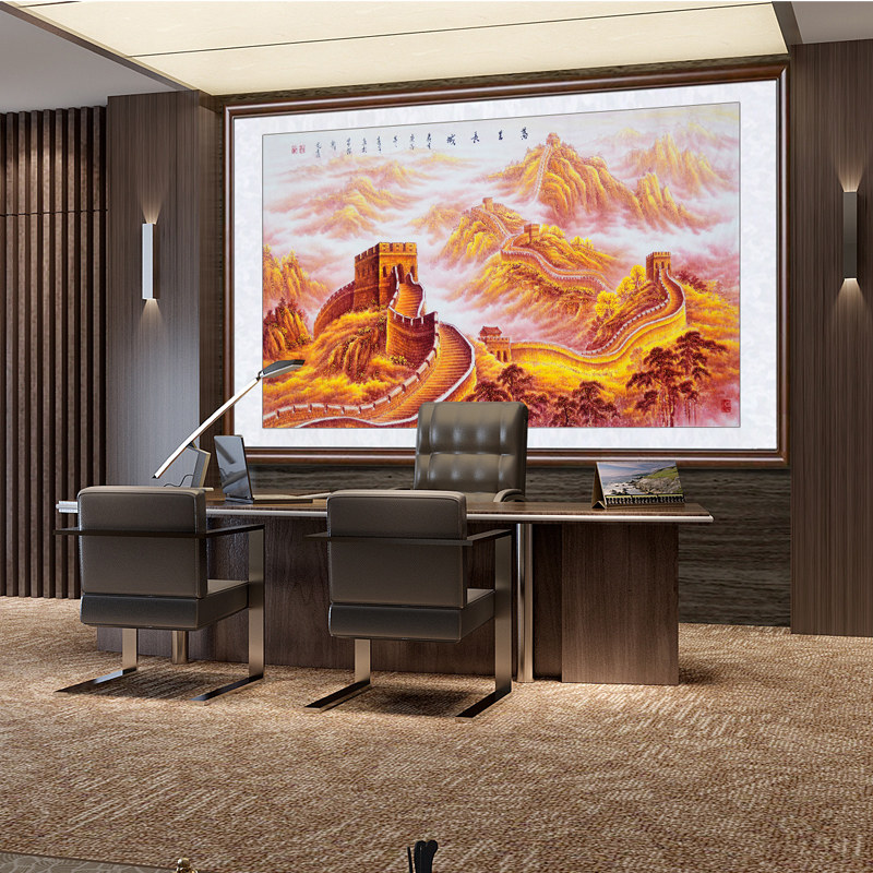 手绘万里长城国画山水画:客厅中式招财靠山图,让你的家更有品味!-国画-淘宝好物网