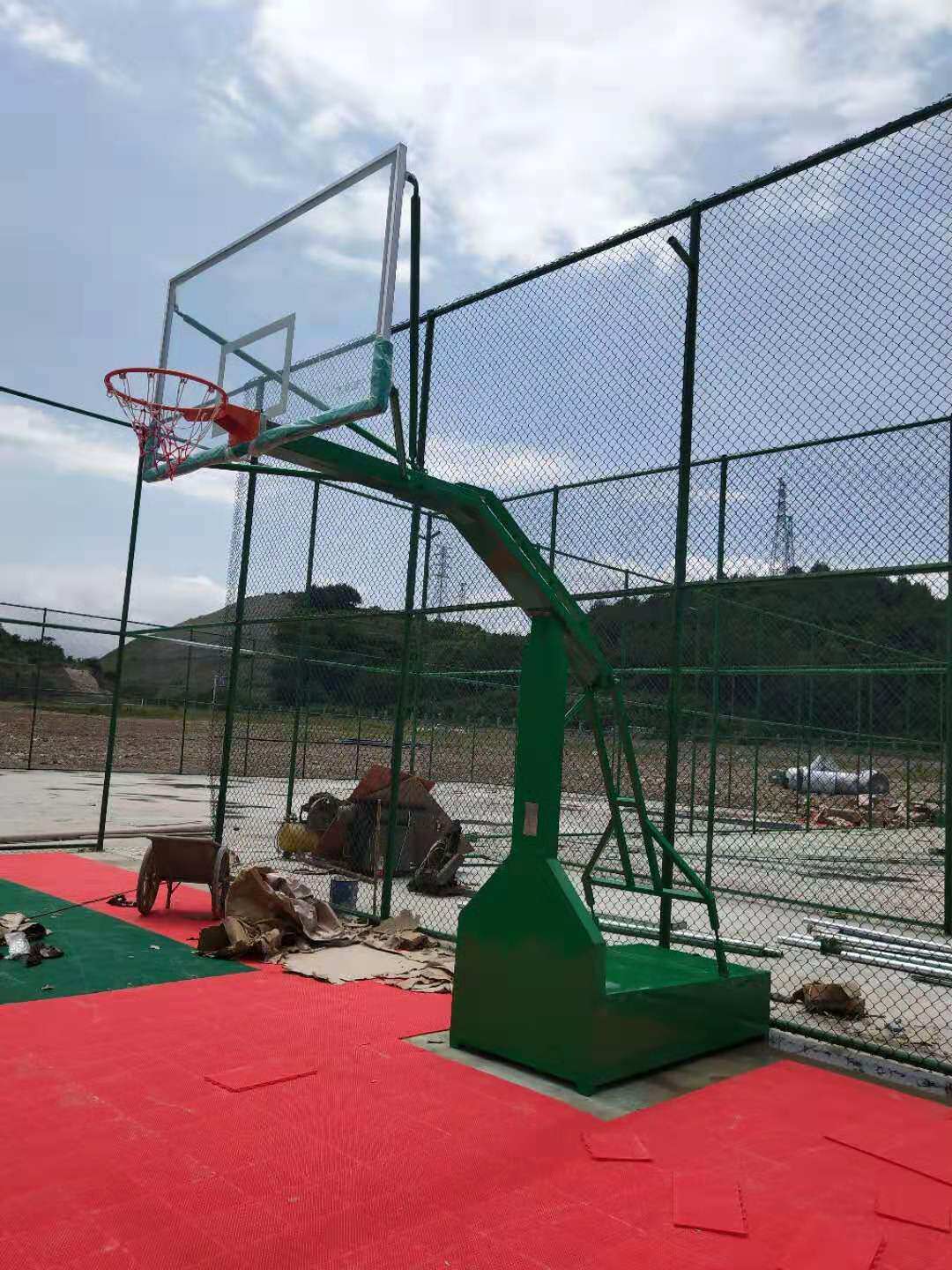 Standard Indoor outdoor adult imitation hydraulic basket ball rack large box moving basket ball rack tempered glass rebounds
