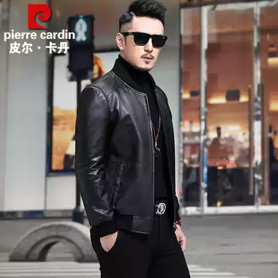Pilcalden baseball uniform leather leather leather jacket men's head layer pure cowhide large size leather jacket cowhide locomotive jacket