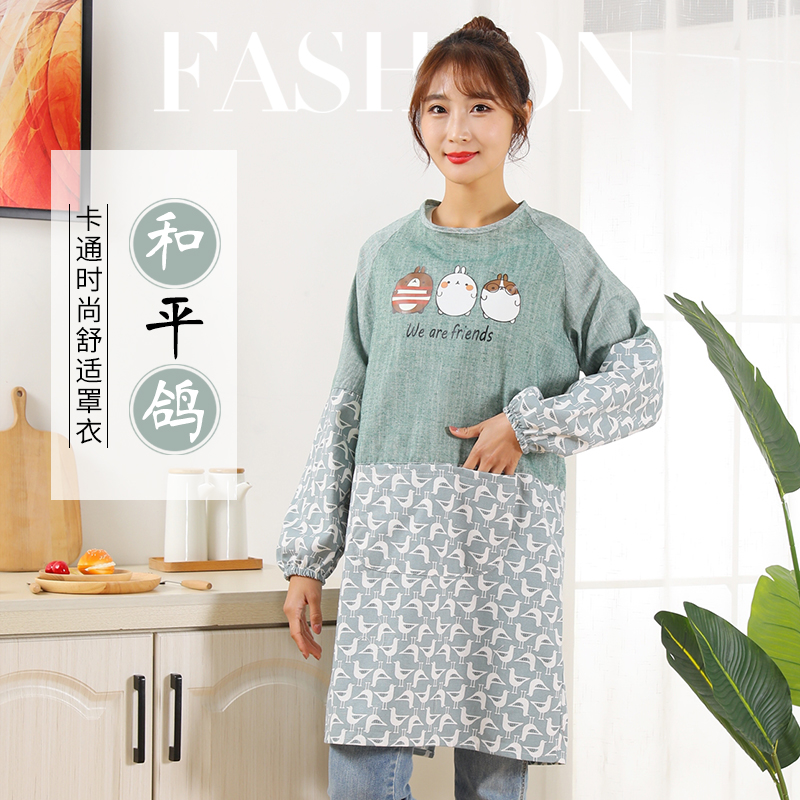 Cover-dress work clothes cooking dress long sleeves apron cute sleeves and Han edition shirts