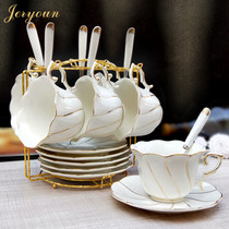 JERYOUN bone china coffee cup set European high-end Phnom Penh small luxury ceramic cup with saucer spoon gift box set