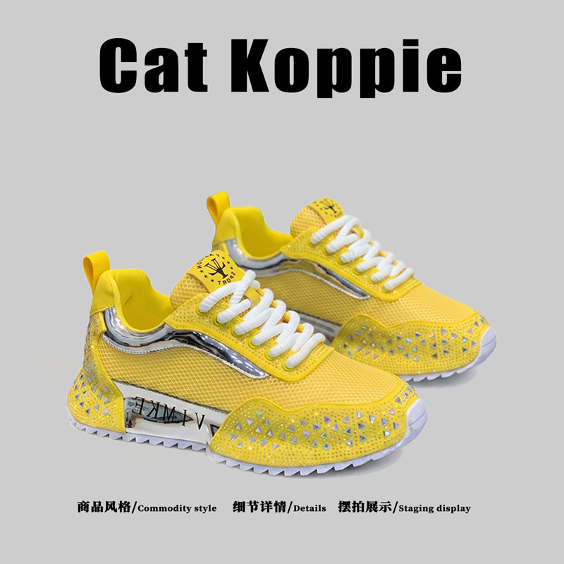 美国Cat Koppie~2026新款阿甘鞋夏季透气网面运动老爹鞋烫钻潮鞋