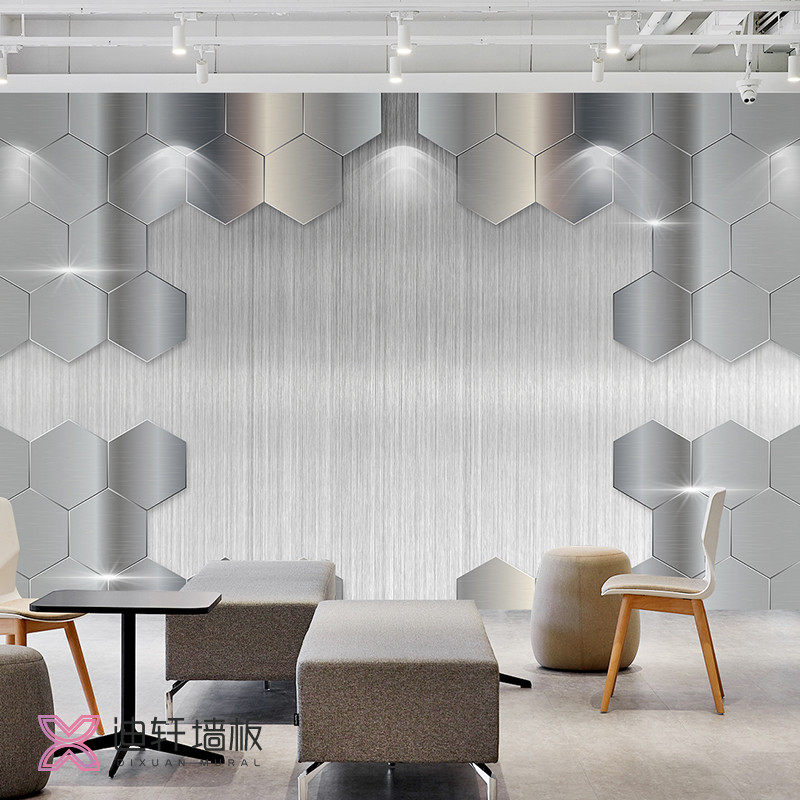 Imitation stainless steel metal wall panel bar ktv computer room wall gusset office front desk high-gloss integrated wall panel