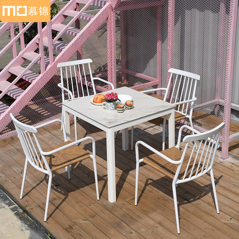 Outdoor courtyard table and chair outdoor terracevilla balcony with umbrella chair waterproof and sun-proof outdoor chair combination