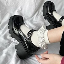  Retro French style brief small leather shoes round head small female wind 2021 spring day series jk uniform black thick bottom line