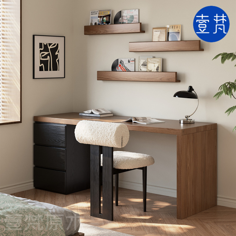 Solid Wood Desk and Drawer Cabinet Integrated Simple Makeup Table with Drawers for Home Bedroom Office Desk Computer Desk Long Table