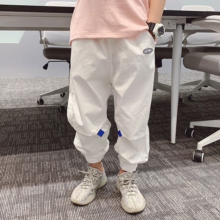 2021 New Spring Clothing Children Suit Boy Harbor Wind Great PP Loose Casual Cloth Pants Big Boy Tide Spring Autumn Long Pants