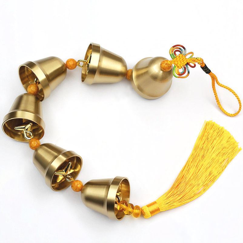 High-quality pure copper bells and wind chimes pendant 6 pieces 7 pieces 9 pieces a string of modern Chinese-style home store porch door decorations