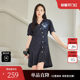 XG/Xuege XH204014A728 프린트 셔츠 드레스 2022 여성용 여름 신작 하이 웨이스트 반팔 A 라인 스커트