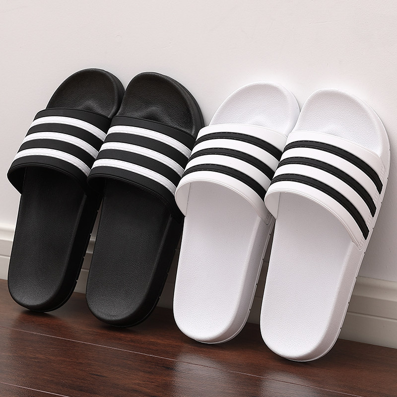 Sandals and slippers men's summer home fashion outerwear Korean version personality trend black and white striped couple pair of shoes men