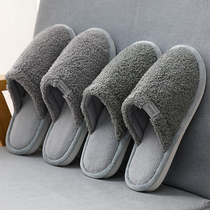 2021 new mens cotton slippers winter home indoor non-slip warm couple fluffy slippers home women autumn and winter