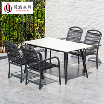 Outdoor table and chair courtyard table and chair combination leisure cafe outdoor outdoor balcony garden anticorrosive wood plastic table and chair