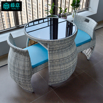 Outdoor balcony small table and chair combination Net red rattan chair three-piece simple outdoor table and chair balcony leisure table and chair courtyard
