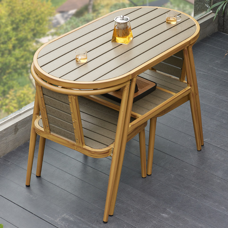 Balcony tea table and chair combination of modern tea few small household living room household network red one table two chairs water-proof sunscreen