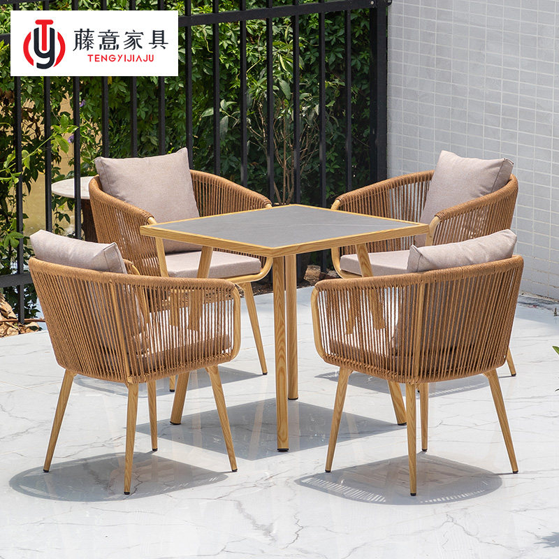 Outdoor Modern Table And Chairs Designer Nordic Villa Rock Plate Dining Chair Fashion Creative Garden Casual Composition Waterproof