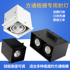 Сетка света led方通专用灯吊顶格栅灯斗胆灯双头射灯方通灯方形射灯cob天花灯