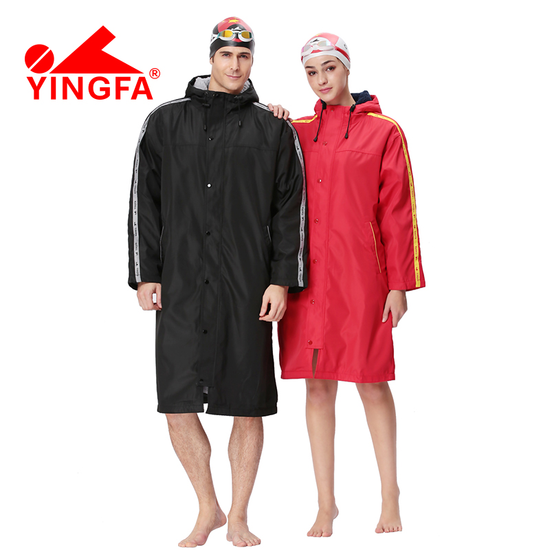 Yingfa men and women winter swimming training long cotton coat thick plus fleece warm and cold outdoor sports cotton clothing