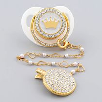 Luxury Baby Corwn Pacifier Gold With Clips Hot Sell BPA Free
