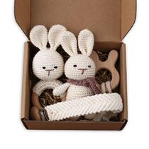 4pcs Handmade Crochet Baby Rabbit Stuffed Dolls Newborn Bunn