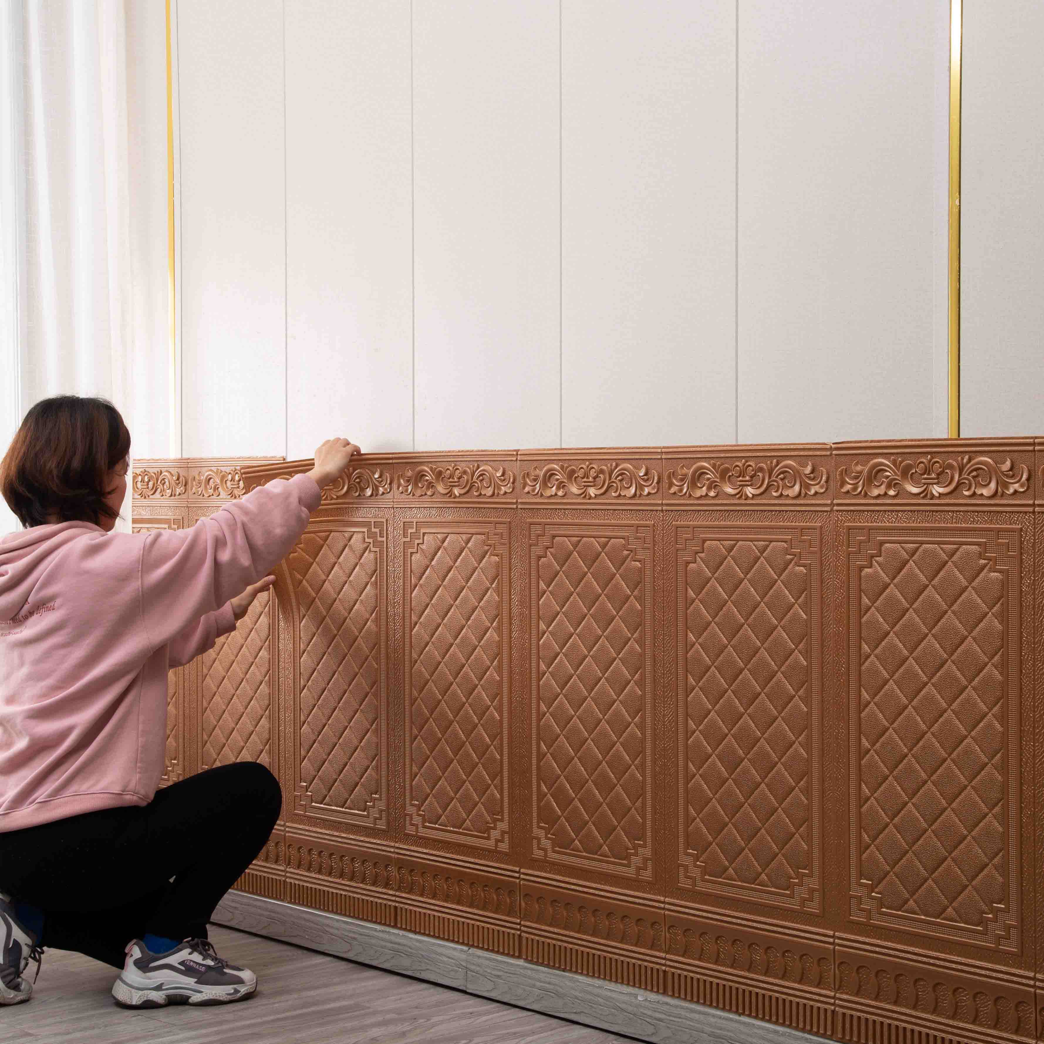 Wallpaper self-adhesive 3d three-dimensional wall sticker foam soft bag wall decoration living room bedroom wall Wall skirt waterproof sticker