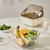 Wash basin double layer drain basket kitchen living room tea house with fruit washing artifact fruit plate basket filter water washing basin